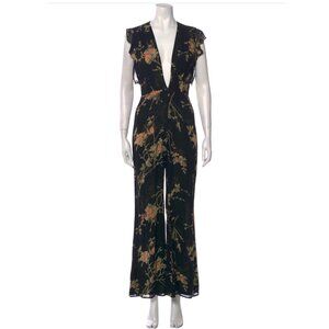 Reformation Floral Print Plunge Neckline Jumpsuit size 8